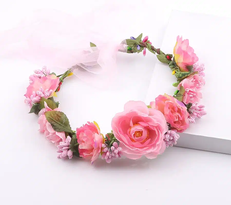 11 colors Handmade Fabric Camellia Flower Crown Bridal Hair Accessories Prom Flower Garland for Kids health flower wreath 16
