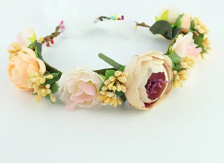 11 colors Handmade Fabric Camellia Flower Crown Bridal Hair Accessories Prom Flower Garland for Kids health flower wreath 17