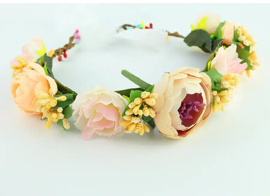 11 colors Handmade Fabric Camellia Flower Crown Bridal Hair Accessories Prom Flower Garland for Kids health flower wreath 18