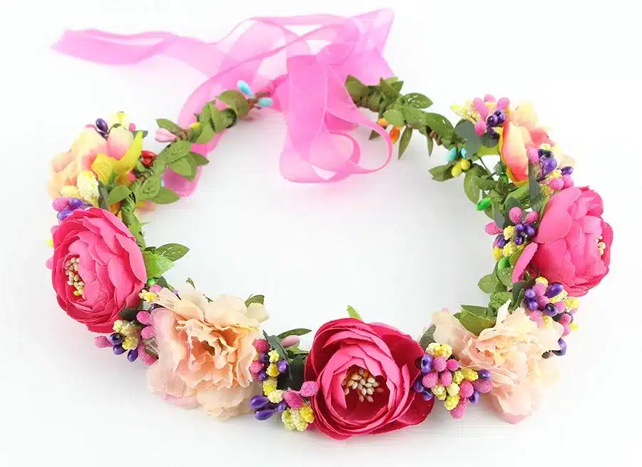 11 colors Handmade Fabric Camellia Flower Crown Bridal Hair Accessories Prom Flower Garland for Kids health flower wreath 21
