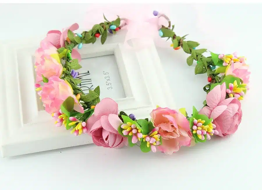 11 colors Handmade Fabric Camellia Flower Crown Bridal Hair Accessories Prom Flower Garland for Kids health flower wreath 23