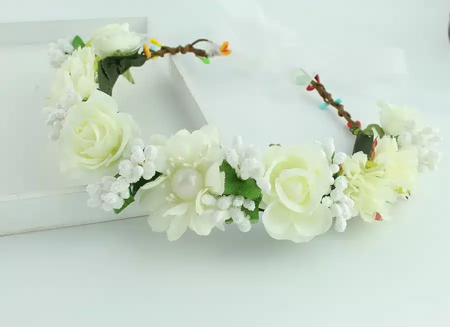 11 colors Handmade Fabric Camellia Flower Crown Bridal Hair Accessories Prom Flower Garland for Kids health flower wreath 25