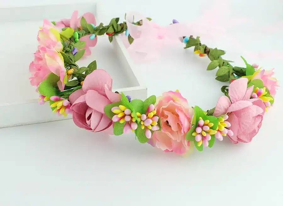 11 colors Handmade Fabric Camellia Flower Crown Bridal Hair Accessories Prom Flower Garland for Kids health flower wreath 26