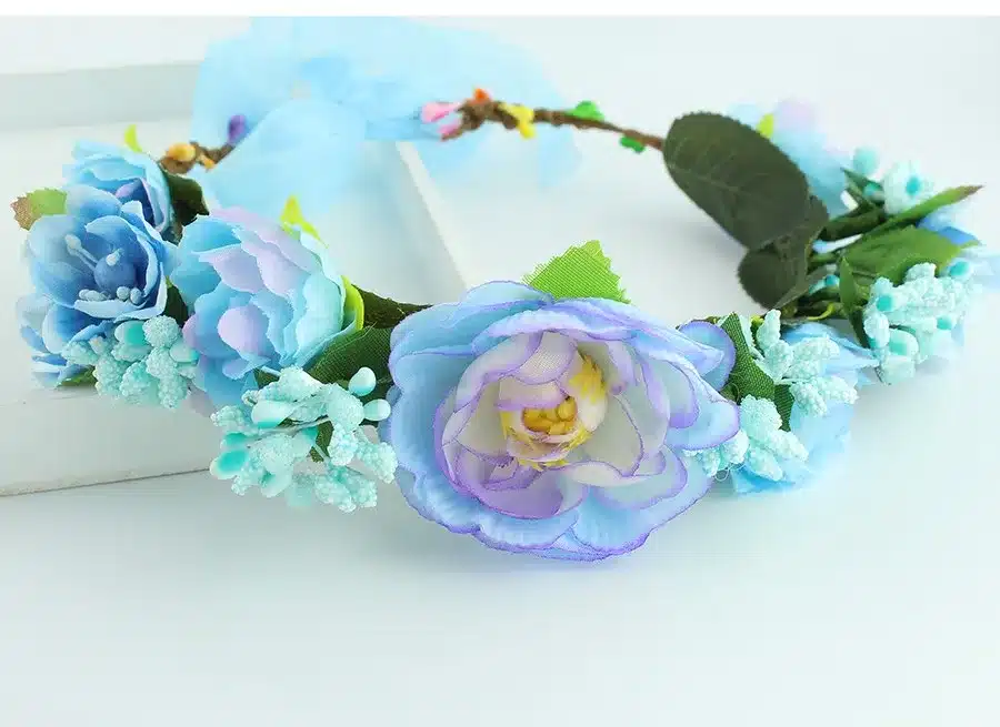 11 colors Handmade Fabric Camellia Flower Crown Bridal Hair Accessories Prom Flower Garland for Kids health flower wreath 27