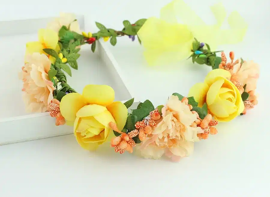 11 colors Handmade Fabric Camellia Flower Crown Bridal Hair Accessories Prom Flower Garland for Kids health flower wreath 30