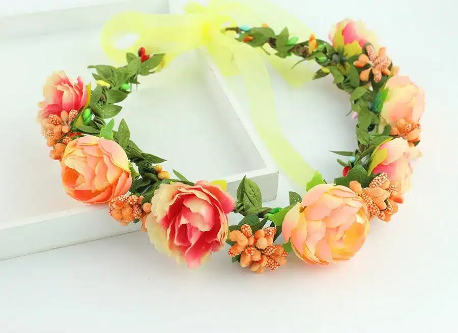 11 colors Handmade Fabric Camellia Flower Crown Bridal Hair Accessories Prom Flower Garland for Kids health flower wreath 31