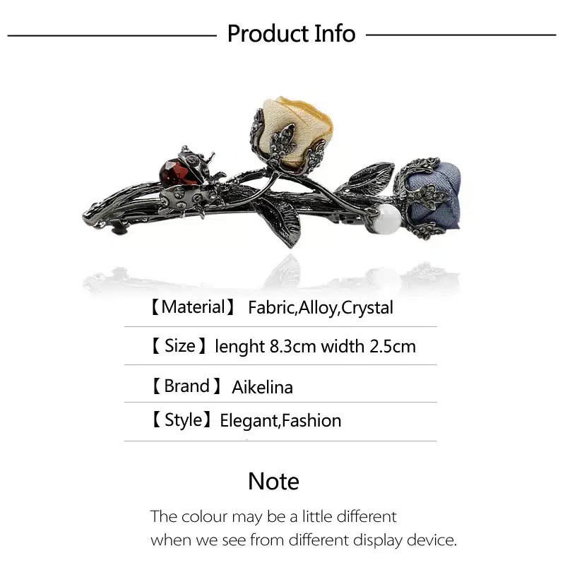 2017 New Luxury Crystal Hair Clip Stereoscopic Flower Ladybug Headwear Jewelry Women Girls Elegant Barrettes Hair Accessories 2