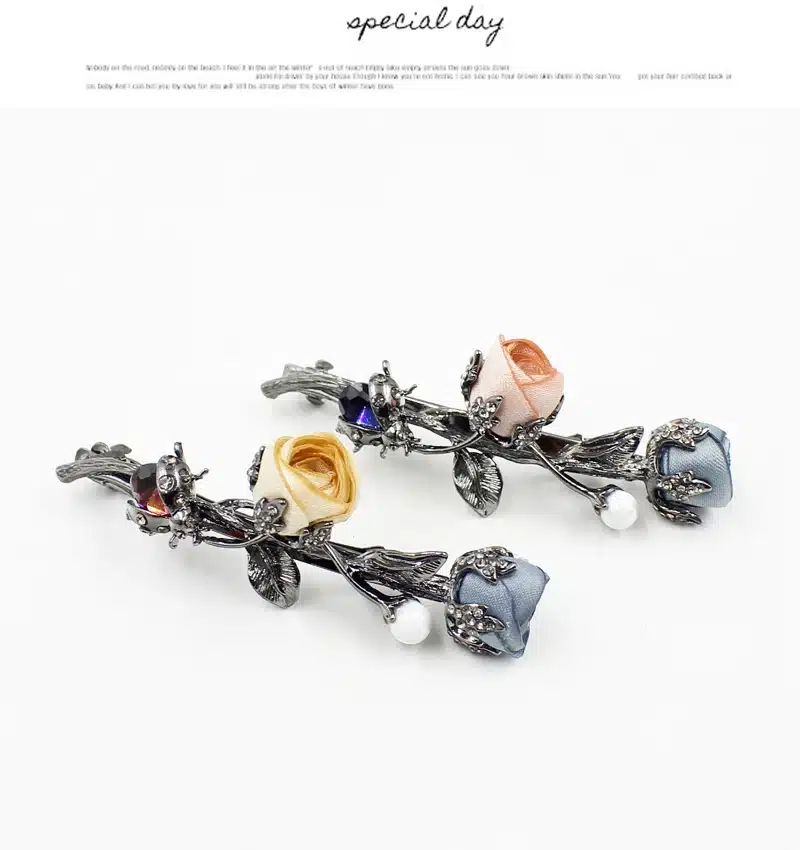 2017 New Luxury Crystal Hair Clip Stereoscopic Flower Ladybug Headwear Jewelry Women Girls Elegant Barrettes Hair Accessories 8