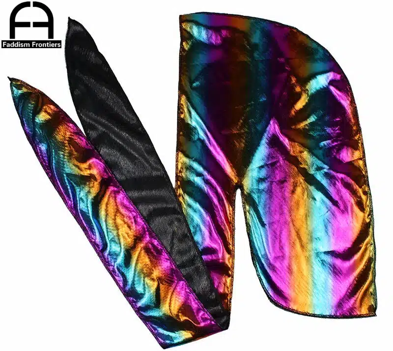 Men's Colorful Sparkly Durags Turban Bandanas Men Shiny Silky Durag Headwear Headband Hair Cover Accessories Wave Caps Rags Hat 12