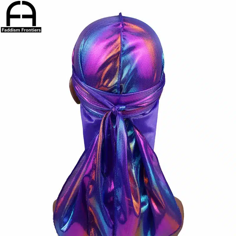 Men's Colorful Sparkly Durags Turban Bandanas Men Shiny Silky Durag Headwear Headband Hair Cover Accessories Wave Caps Rags Hat 14