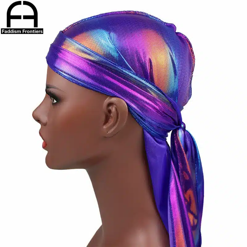Men's Colorful Sparkly Durags Turban Bandanas Men Shiny Silky Durag Headwear Headband Hair Cover Accessories Wave Caps Rags Hat 16
