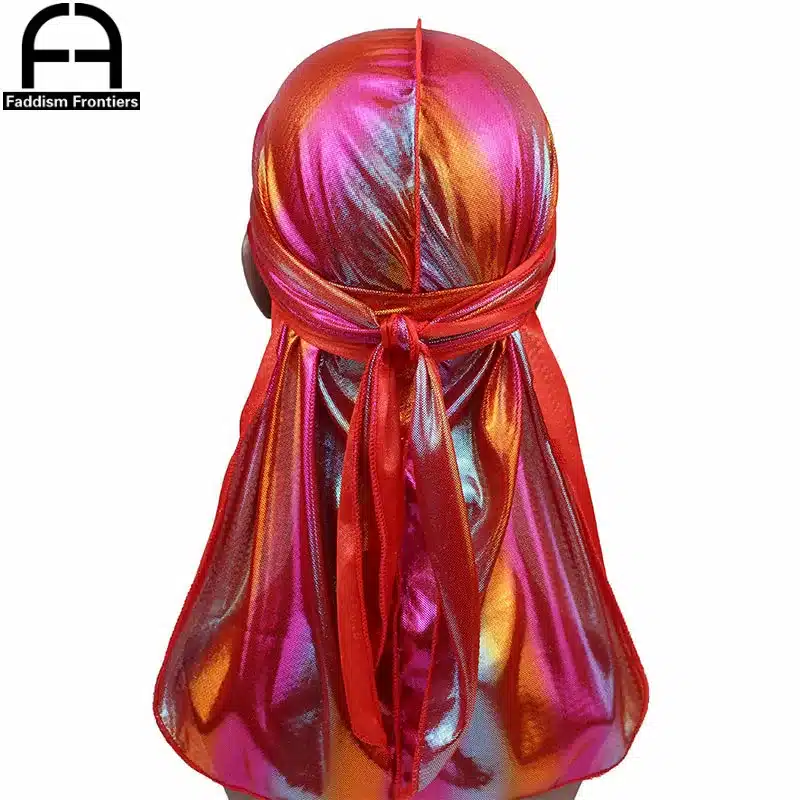Men's Colorful Sparkly Durags Turban Bandanas Men Shiny Silky Durag Headwear Headband Hair Cover Accessories Wave Caps Rags Hat 18