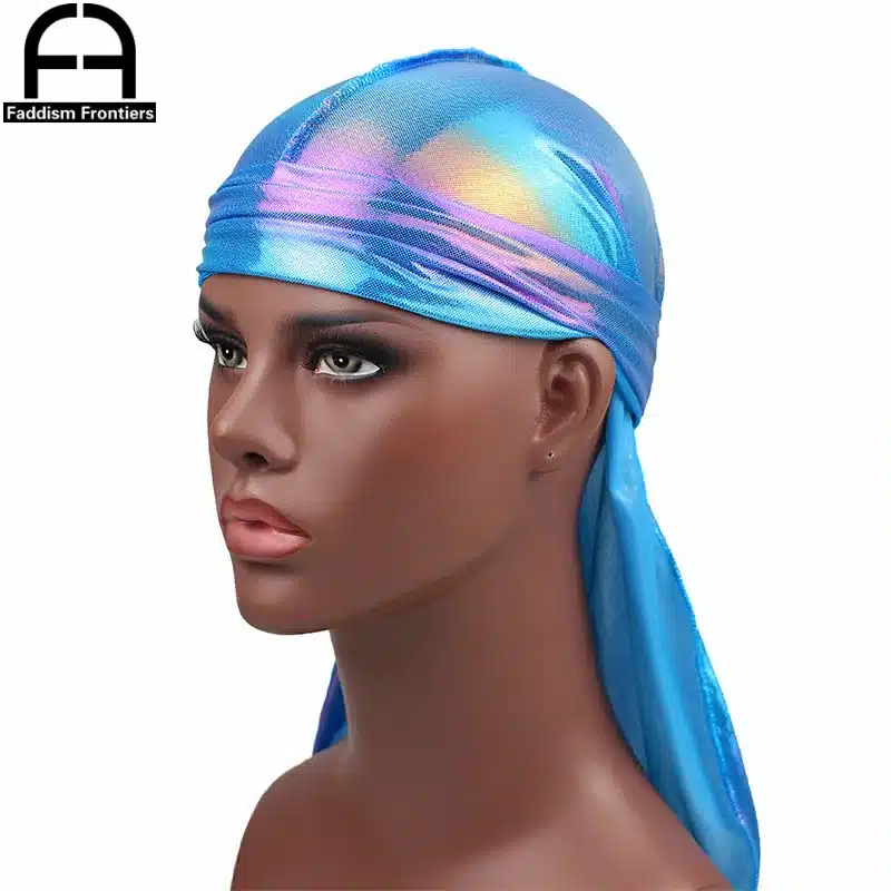 Men's Colorful Sparkly Durags Turban Bandanas Men Shiny Silky Durag Headwear Headband Hair Cover Accessories Wave Caps Rags Hat 20