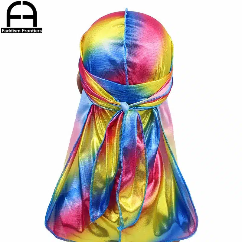 Men's Colorful Sparkly Durags Turban Bandanas Men Shiny Silky Durag Headwear Headband Hair Cover Accessories Wave Caps Rags Hat 23