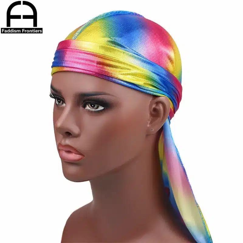 Men's Colorful Sparkly Durags Turban Bandanas Men Shiny Silky Durag Headwear Headband Hair Cover Accessories Wave Caps Rags Hat 24