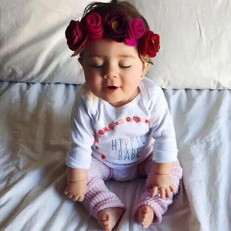 1 PC Cute Kids Flower Crown Headbands Newborn Party Roes Floral Tiara Headwear Kids Hair Bands Accessories 12
