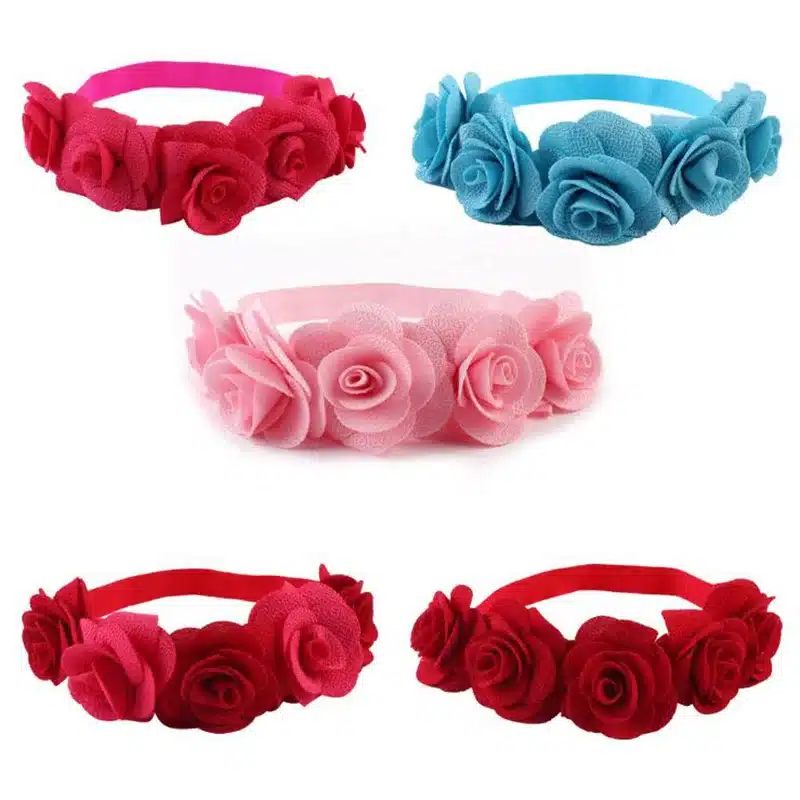 1 PC Cute Kids Flower Crown Headbands Newborn Party Roes Floral Tiara Headwear Kids Hair Bands Accessories 14