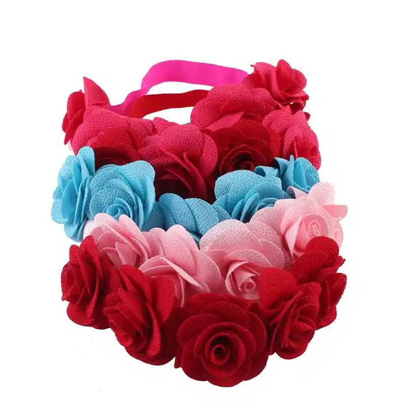 1 PC Cute Kids Flower Crown Headbands Newborn Party Roes Floral Tiara Headwear Kids Hair Bands Accessories 15