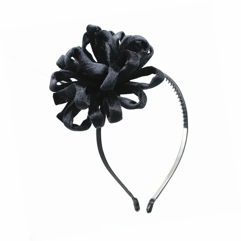 NEW winter Velvet pompom flower girls hairbands on metal headband with teeth children hair accessories 10