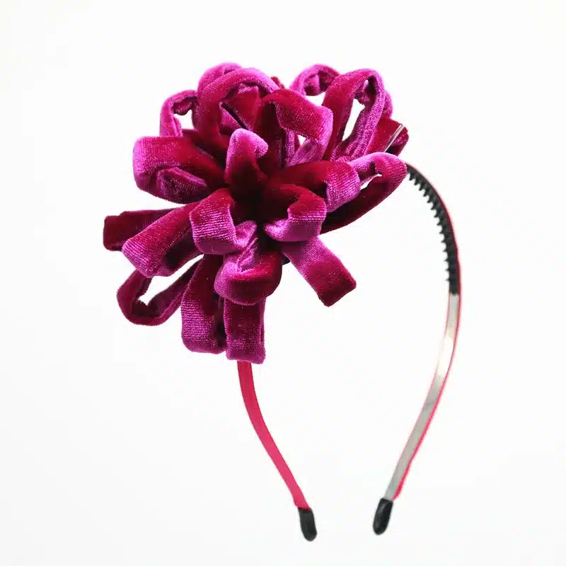 NEW winter Velvet pompom flower girls hairbands on metal headband with teeth children hair accessories 13