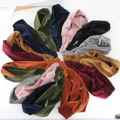 AOMU 2018 Autumn Winter Knotted Headbands Women Vintage Velvet Hair Accessories Solid Turban Elastic Hairband Head Hoop 12