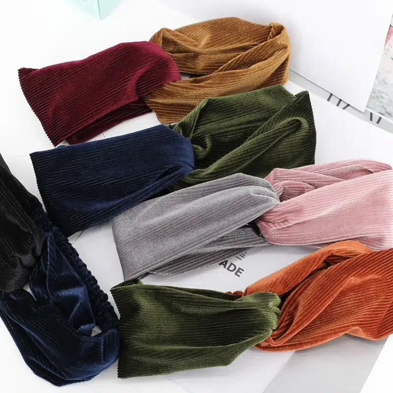 AOMU 2018 Autumn Winter Knotted Headbands Women Vintage Velvet Hair Accessories Solid Turban Elastic Hairband Head Hoop 13
