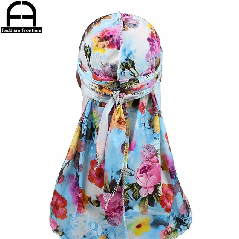 Fashion Men's Print Silky Durags Bandanas Turban Headband Silk Men DuRag Floral Waves Caps Turban Headwear Hair Accessories 9