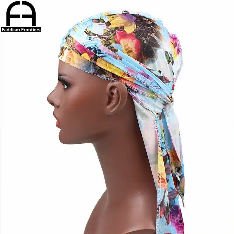 Fashion Men's Print Silky Durags Bandanas Turban Headband Silk Men DuRag Floral Waves Caps Turban Headwear Hair Accessories 11