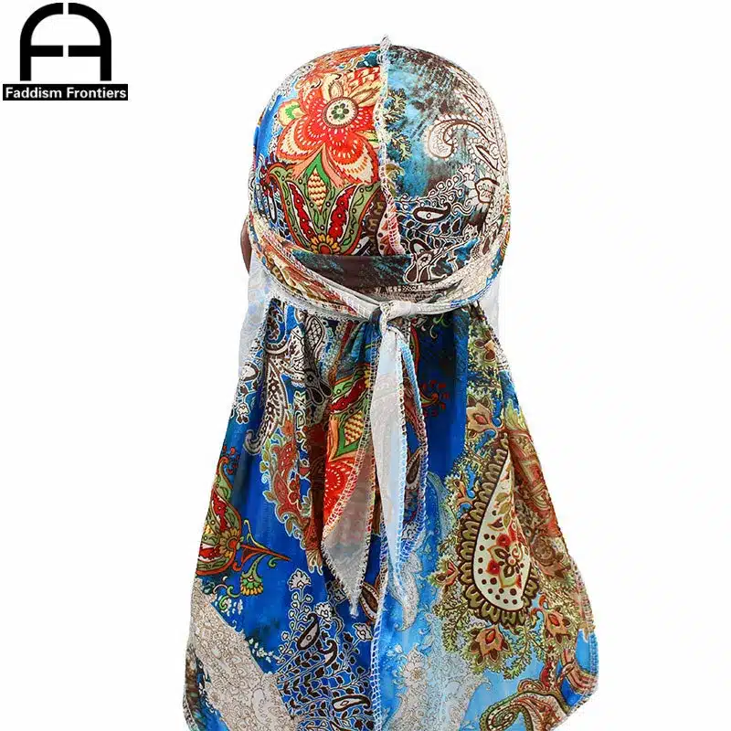 Fashion Men's Print Silky Durags Bandanas Turban Headband Silk Men DuRag Floral Waves Caps Turban Headwear Hair Accessories 14