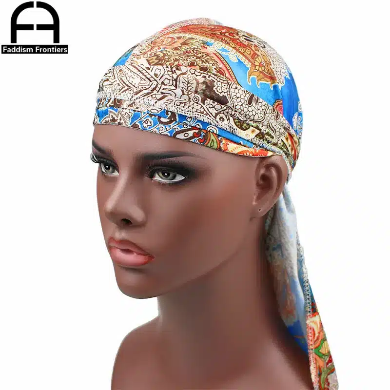 Fashion Men's Print Silky Durags Bandanas Turban Headband Silk Men DuRag Floral Waves Caps Turban Headwear Hair Accessories 15