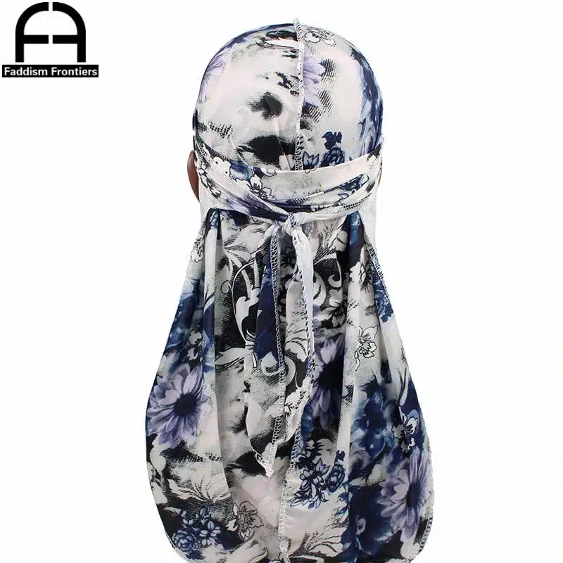 Fashion Men's Print Silky Durags Bandanas Turban Headband Silk Men DuRag Floral Waves Caps Turban Headwear Hair Accessories 17
