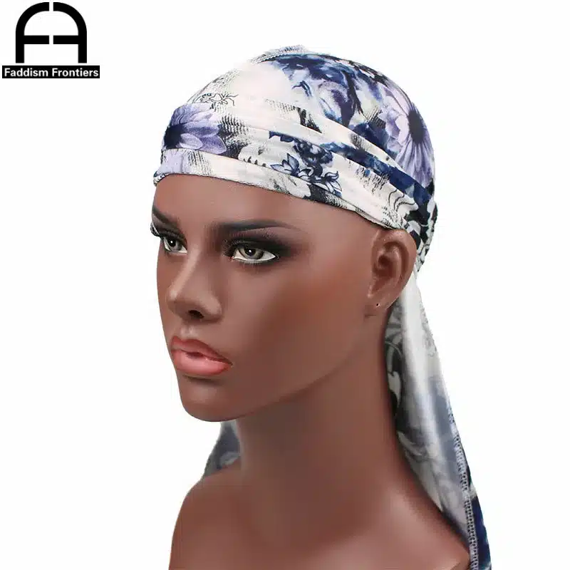 Fashion Men's Print Silky Durags Bandanas Turban Headband Silk Men DuRag Floral Waves Caps Turban Headwear Hair Accessories 18