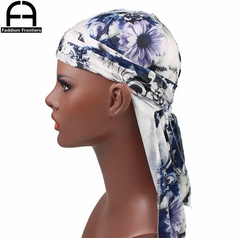 Fashion Men's Print Silky Durags Bandanas Turban Headband Silk Men DuRag Floral Waves Caps Turban Headwear Hair Accessories 19