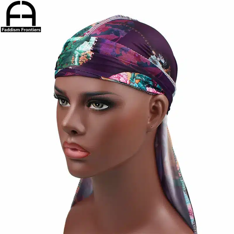 Fashion Men's Print Silky Durags Bandanas Turban Headband Silk Men DuRag Floral Waves Caps Turban Headwear Hair Accessories 21