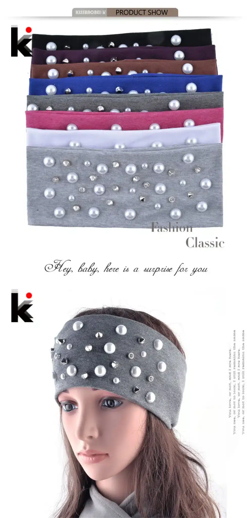 2018 Fashion Turban For Women Pearls Rivet Wide Headband Outdoor Sport Casual Hair Bands Female Streetwear Modern Hair Accessory 9