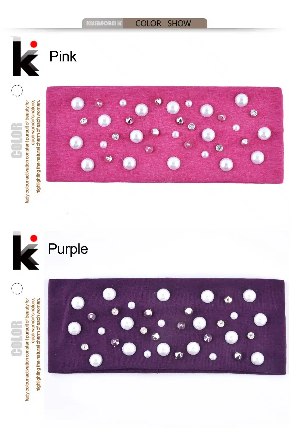 2018 Fashion Turban For Women Pearls Rivet Wide Headband Outdoor Sport Casual Hair Bands Female Streetwear Modern Hair Accessory 11