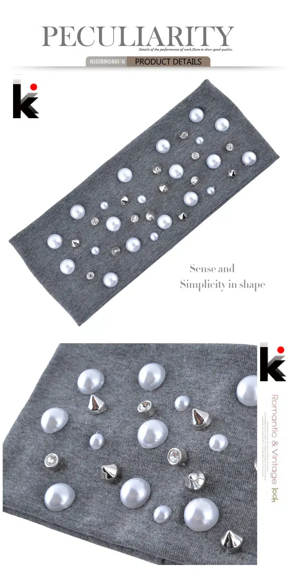 2018 Fashion Turban For Women Pearls Rivet Wide Headband Outdoor Sport Casual Hair Bands Female Streetwear Modern Hair Accessory 15