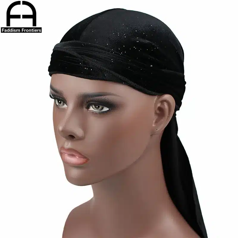 New Luxury Men's Shiny Velvet Durags Turban Bandana Headband Men Durag Biker Headwear Hat Hair Accessories 9