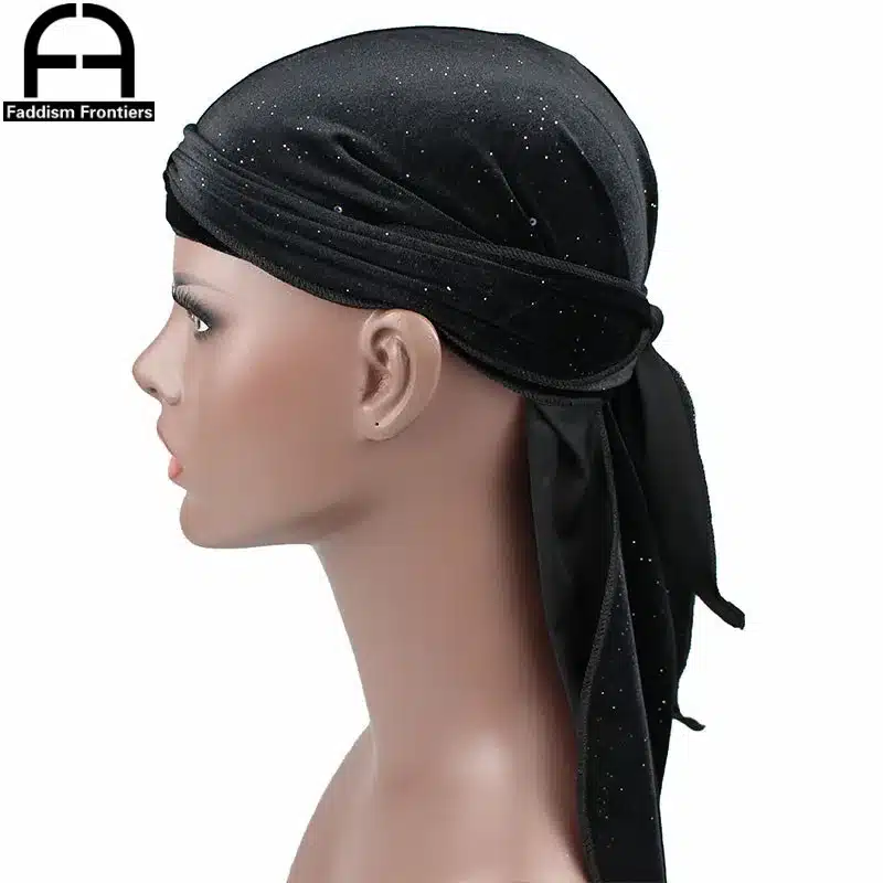 New Luxury Men's Shiny Velvet Durags Turban Bandana Headband Men Durag Biker Headwear Hat Hair Accessories 10
