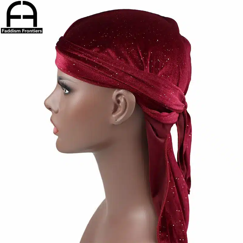New Luxury Men's Shiny Velvet Durags Turban Bandana Headband Men Durag Biker Headwear Hat Hair Accessories 22
