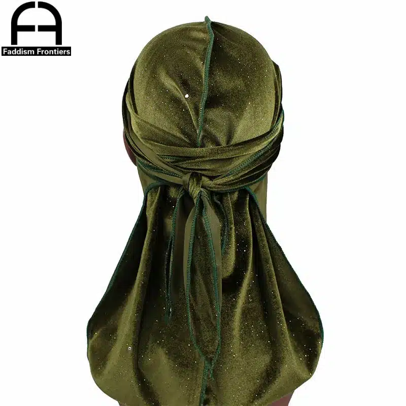 New Luxury Men's Shiny Velvet Durags Turban Bandana Headband Men Durag Biker Headwear Hat Hair Accessories 24