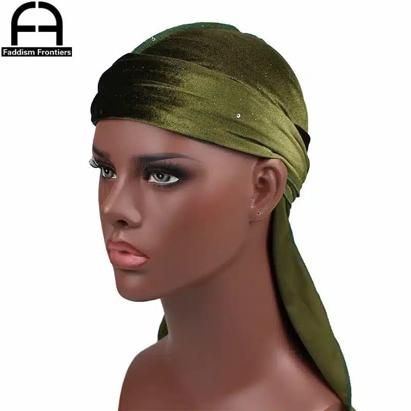 New Luxury Men's Shiny Velvet Durags Turban Bandana Headband Men Durag Biker Headwear Hat Hair Accessories 25
