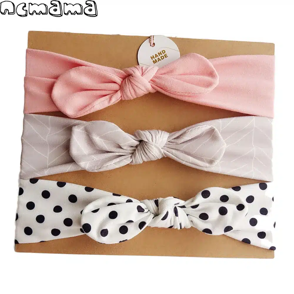 2018 Chlid Cotton Headbands Bohemia Dot Hairband with Bowknot Kids' Stretch Head Band High Quality Girls Hair Accessories 15