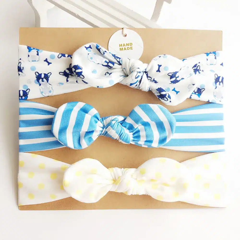 2018 Chlid Cotton Headbands Bohemia Dot Hairband with Bowknot Kids' Stretch Head Band High Quality Girls Hair Accessories 18