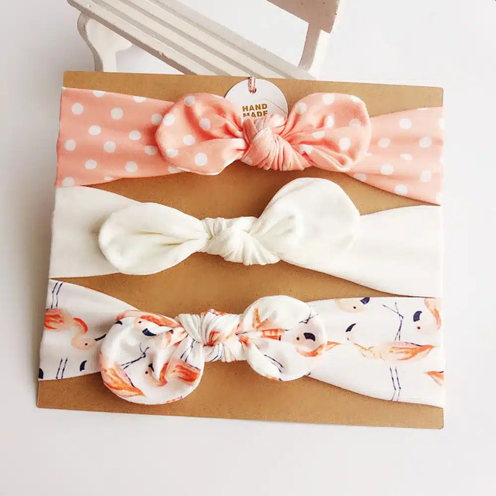 2018 Chlid Cotton Headbands Bohemia Dot Hairband with Bowknot Kids' Stretch Head Band High Quality Girls Hair Accessories 19