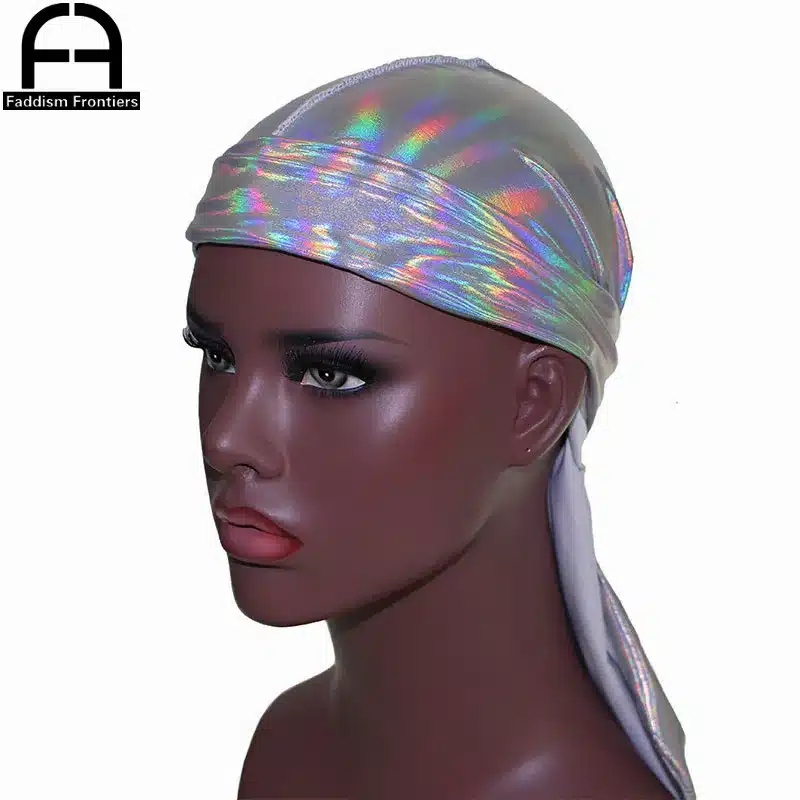 Men's Sparkly Colorful Durags Turban Bandanas Headwear Silky Inside Men Durag Wave Caps Hair Accessories Doo Rag Pirate Hat 9