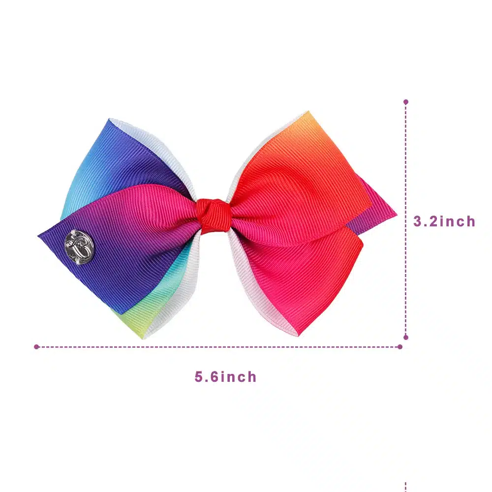 6 Pieces/Set 5.5'' Hair Bows With Hair Clips For Girls Kids Handmade Cartoon Rainbow Printed Knot Ribbon Bow Hair Accessories 11