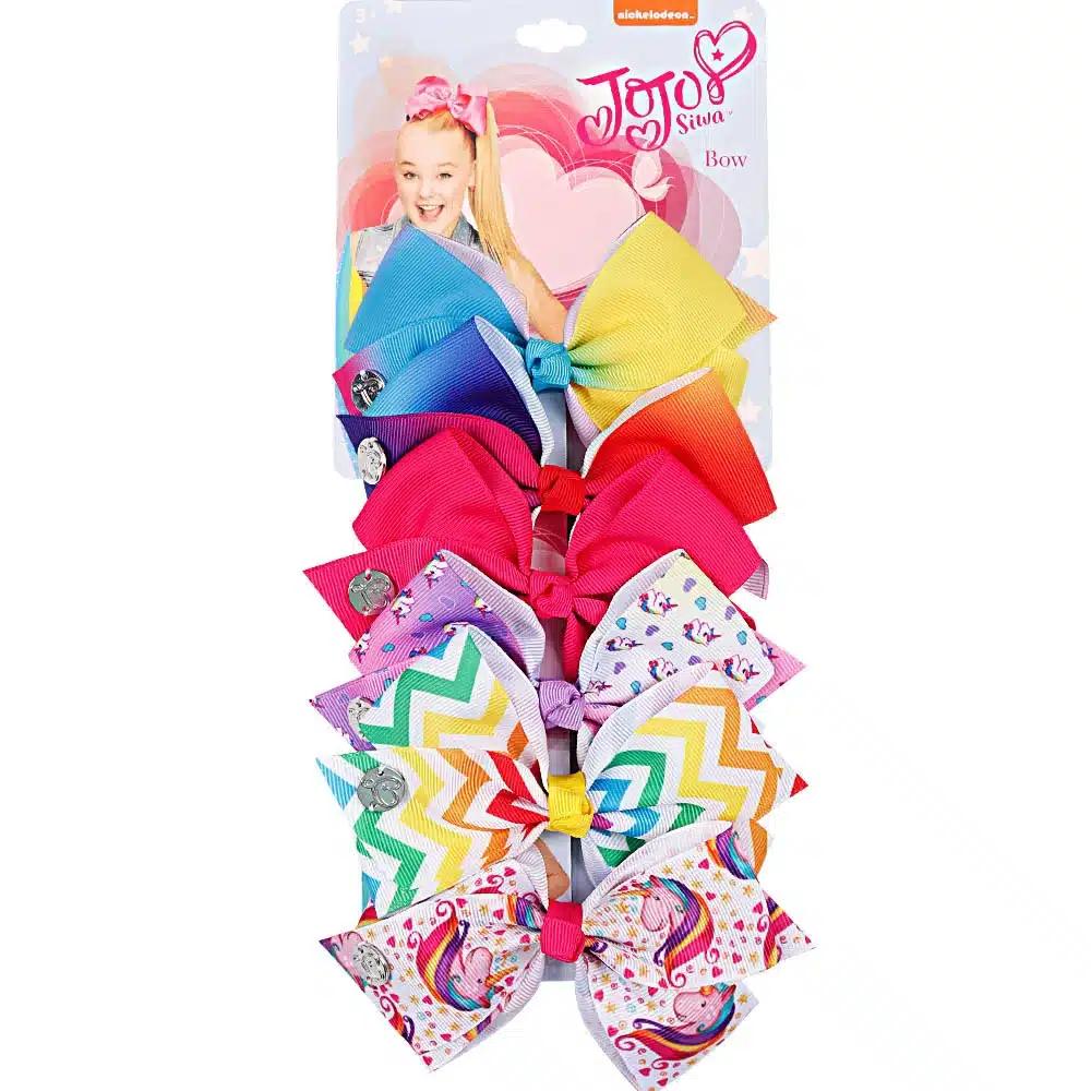 6 Pieces/Set 5.5'' Hair Bows With Hair Clips For Girls Kids Handmade Cartoon Rainbow Printed Knot Ribbon Bow Hair Accessories 16
