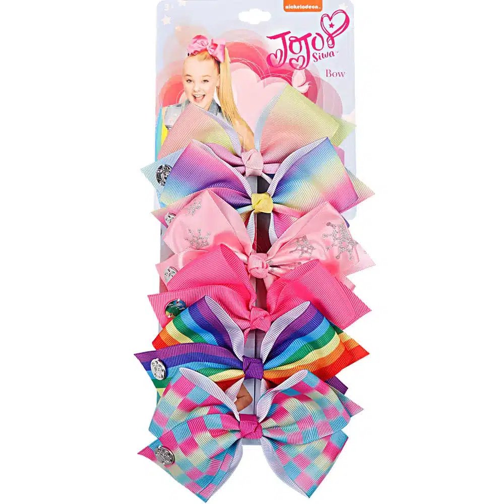 6 Pieces/Set 5.5'' Hair Bows With Hair Clips For Girls Kids Handmade Cartoon Rainbow Printed Knot Ribbon Bow Hair Accessories 17