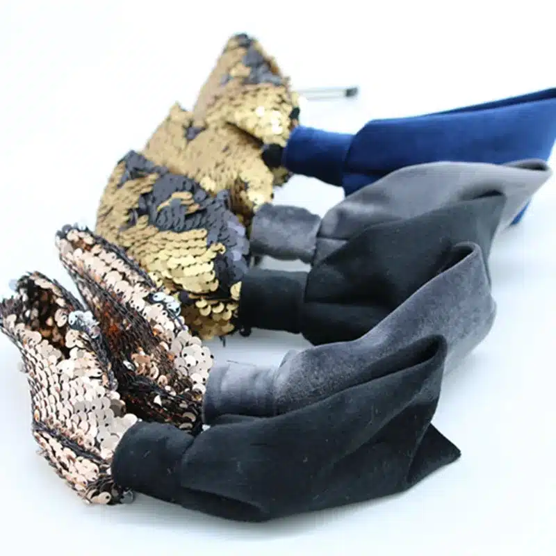 NEW winter Velvet with sequence two tone girls hairbands on metal headband with teeth children hair accessories 9